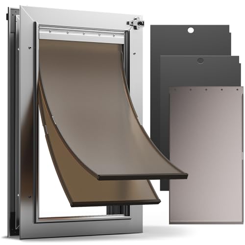 VOSOIR All Aluminum Dog Door, Heavy Duty Doggy Door for Exterior Doors, Large Dog Door with 2...