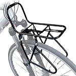 Portaequipajes Frontal para Bicicleta, de aleación...: Acero de alta calidad: marco de bicicleta resistente, principalmente hecho de acero de alta calidad, revestimiento negro, duradero, muy adecuado para montar al aire libre de larga distancia, se permiten objetos de hasta 15 kg (se recomienda no llevar...