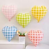 10 globos de aluminio a cuadros de color pastel, globos de mylar de cuadrícula de corazón rosa, azul, rojo, verde, amarillo, globo a cuadros para decoración retro de Y2K, cumpleaños, día de San