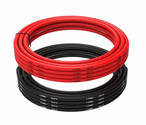 TUOFENG Cable eléctrico de calibre 12 6 metros [3 m negro y 3 m rojo] 12 AWG Cable de silicona Cable de cobre estañado flexible resistencia a alta temperatura Cover