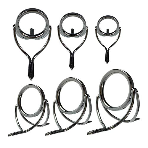 Qualyqualy Spinning Fishing Rod Guides Repair Kit Integrated Stainless Steel Ring Baitcasting Fishing Pole Eyes Repair Kit Replacement Fishing Rod Guides 6Pcs #TOP7