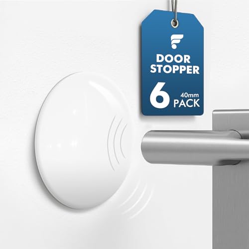 shinfly Butee de Porte Murale, 6PCS Butée de Porte Adhésive Blanc, Arret de Porte 40 x 8mm pour Différentes Surfaces - Protection de Poignée de Porte sur...