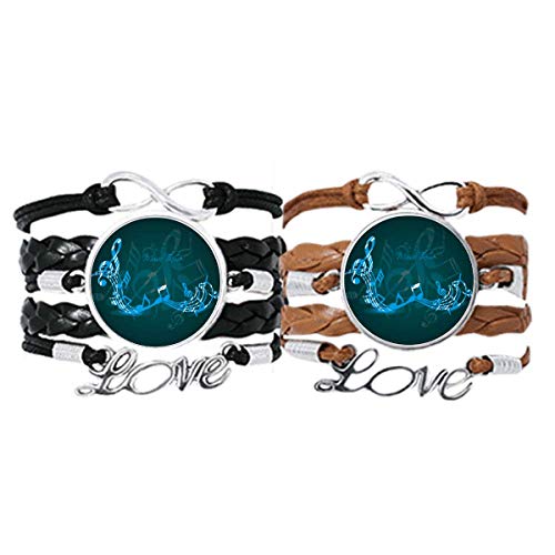 Bracelets en cuir notes de musique bleu lot de 2 bijoux musicaux