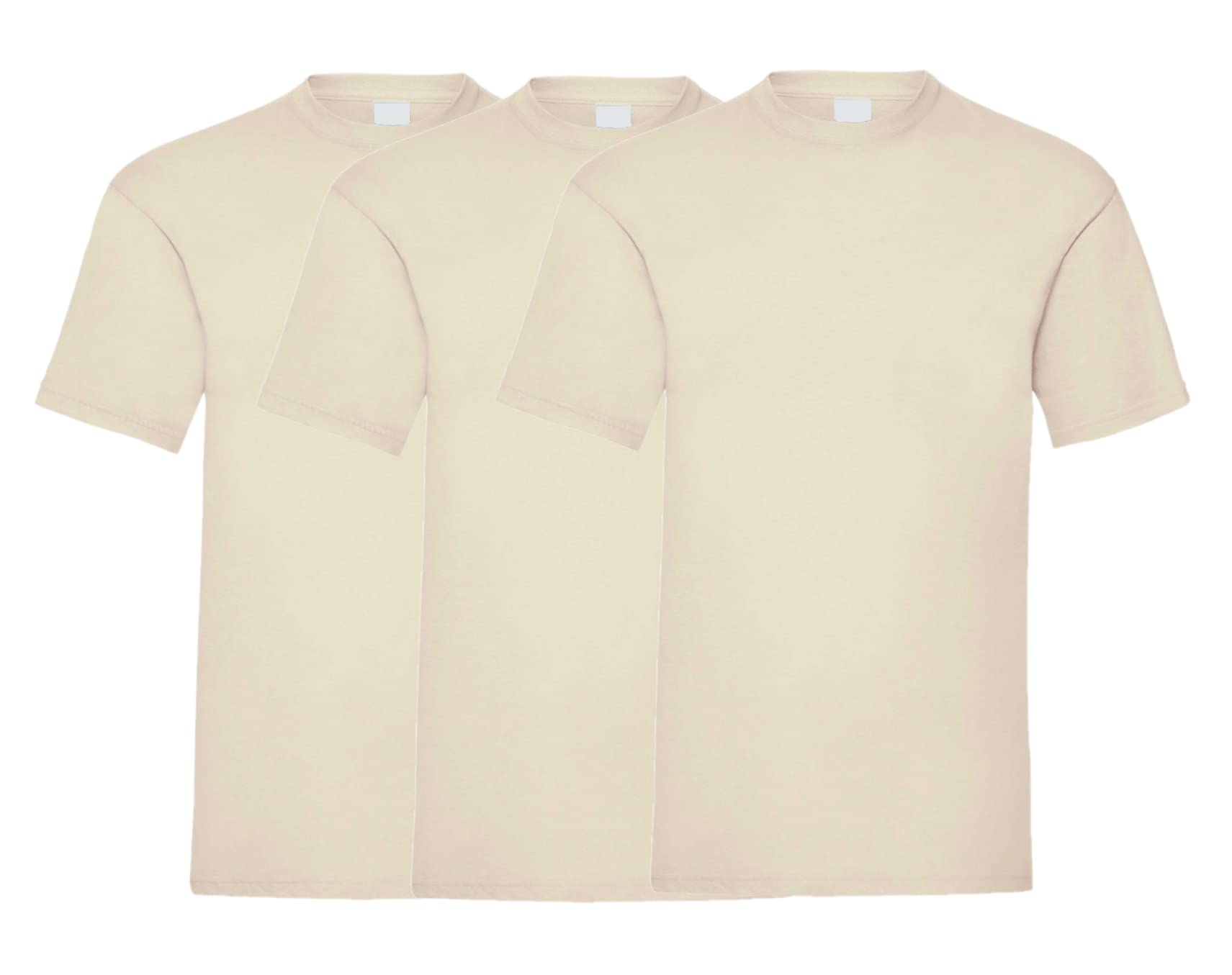 COOZO Mens Valueweight Pack of 3 Short Sleeve T-Shirts - Natural - 3XL