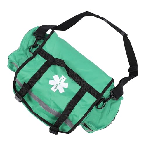 First Responder Bag Large Capacity Emergency Bag with Adjustable Shoulder Strap Reflective Strip 600D PU Oxford Cloth Green