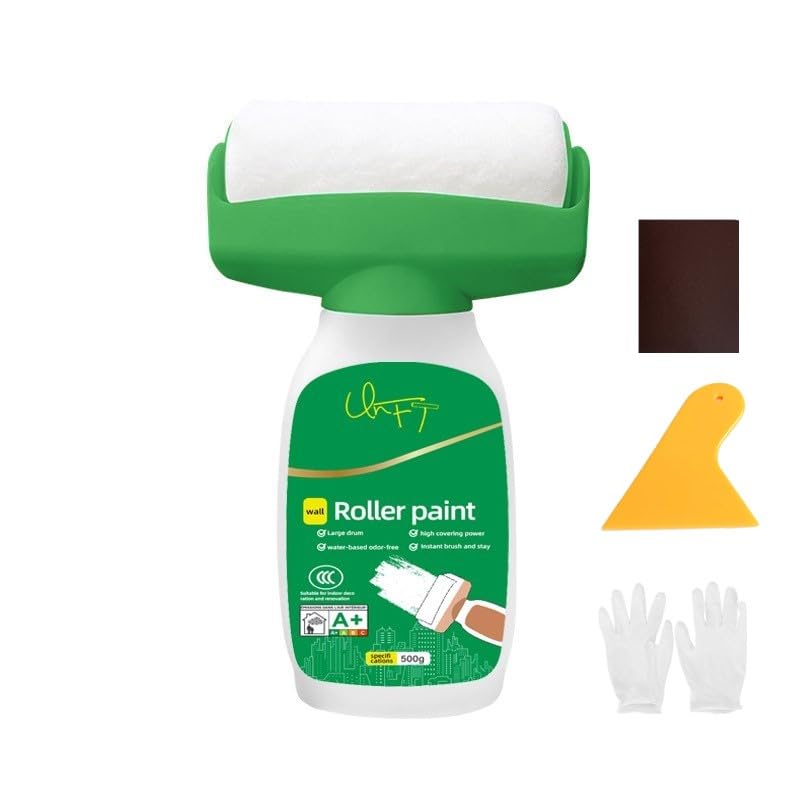 White Wall Paint & Ceiling Paint Water-Based Odorless Touch Up Paint with Small Roller Paint Brush Eco-Friendly Latex Primer Paint for Wall Hole Erase Stain Cover Home Indoor Wall Repair(17 oz/500ml)