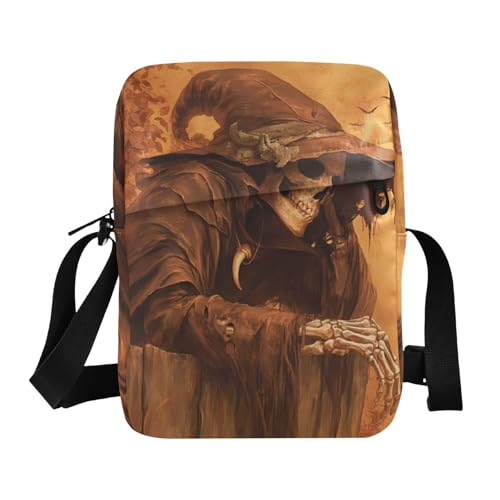 KLL Vintage Illustration Human Skeleton messenger bag crossbody Vegan Leather Small Crossbody Bag Women Travel Shoulder Handbags