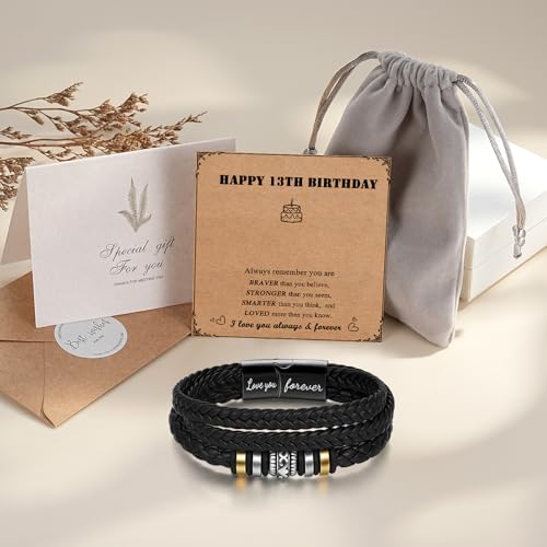 Regalos para sobrino pulsera de cuero y acero para instituto 6
