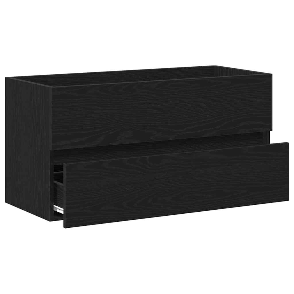 Mobile Sottolavabo Sospeso Rovere Nero 90x38,5x45 cm | Mobiletto sospeso salvaspazio per il bagno, ideale per ottimizzare la superficie a terra con stile moderno.