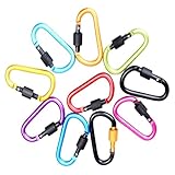 Luzhengyang 10Pcs D- Aluminum Alloy Carabiner Hook Clip Keychain Screw Lock - Climbing Gear - Outdoor Camping Hiking - Multipurpose Key Holder