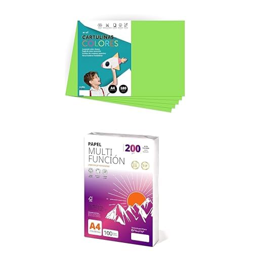 Lote Cartulina A4 Verde y Folios 200g m-office para resolver tus necesidades de impresión