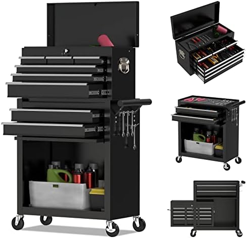 I-Choice Rolling Tool Chest, 8-Drawer Tool Chest with Wheels, High Capacity Tool Box Storage Toolbox Organizer with Sliding Drawers, Tool Box with Wheels for Workshop Garage Mechanics