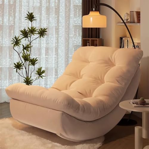 Rocking Chair with Ottoman Adjustable Recliner Upholstered Lazy Sofa 30-Degree Backrest Luxury 2in1 Moon Sofa Multifunction Lazy Chair for Home Bed & Drawing Room Balcony Backyard Office (D2)