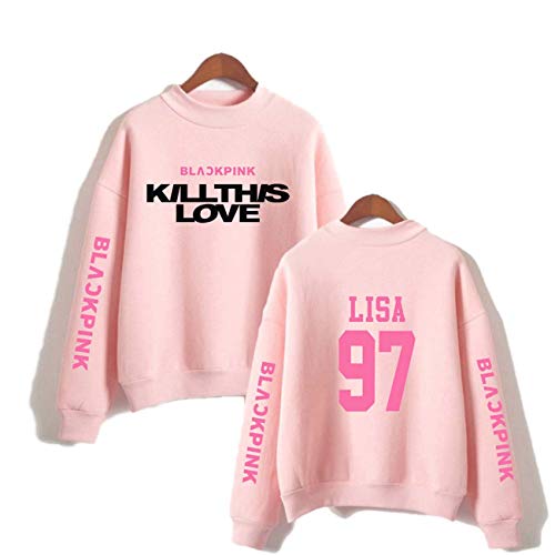 ZIGJOY Scena Musicale Coreana Kill This Love Unisex Rosa Estampado Casual Pullover Sudadera sin Capucha de Cuello Redondo para Fanáticos 12632 Lisa Pink S