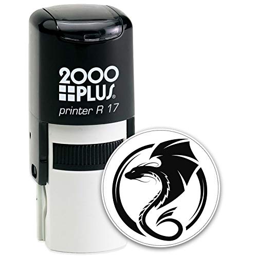 Self Inking Stamp Ink Stamp Stock Stamp Self Ink Stamp Craft Supplies Ink Stamper Winged Dragon Cosco Round Self Inking Rubber Stamp - Black Ink (C-650)