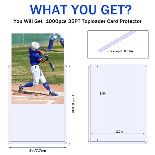 3 X 4 Inch Clear Regular Baseball Card Sleeves Hard Plastic Card Protector Trading Card Sleeves Clear Protective Sleeves Holder For Sports Card Collectible Trading Card Game Card(1000 Pcs) #TOP1