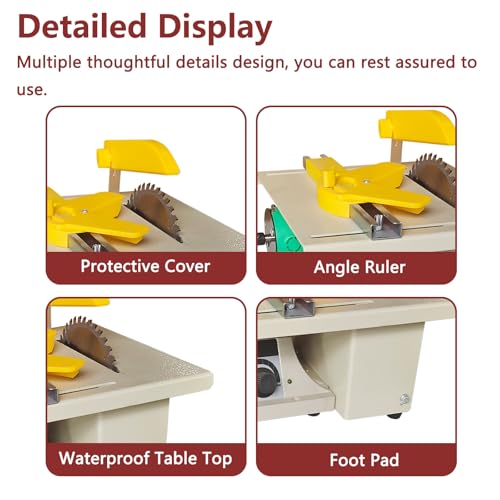 Mini Table Saw, Table Jewellery Lapidary Saws with Flexible Shaft, 0-10000r/min, Adjustable Speed & Angle, 750W Electric Stone Polishing Machine for Stone, Wood, Plastic, Acrylic, Craft Cutting - Image 6