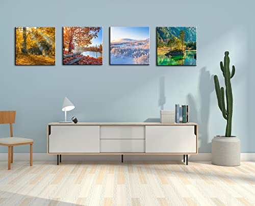 Okexckk Four Seasons Landscape Canvas Wall Art Decor - Spring Summer Autumn Winter Colorful Tree Painting Modern Nature Forest Prints Artwork Picture For Bathroom Office Decoration #TOP5