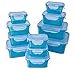 My Home Frischhaltedosen Klickverschluss, Luftdichte Aufbewahrungsboxen, 22 Teile, geeignet für Mikrowelle, Gefrierschrank und Spülmaschine, blau (Set von 11 Boxen - insgesamt 22 Stück)