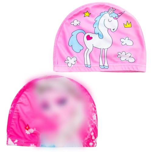 HAZMA 2 Piezas Gorro Piscina Niño, Gorro Natación Niño, Patrón De Dibujos Animados Gorro Piscina Hombre, Gorros Natación Para Niños, Gorro Piscina Para Niños Niñas De 4 A 12 Años(F)