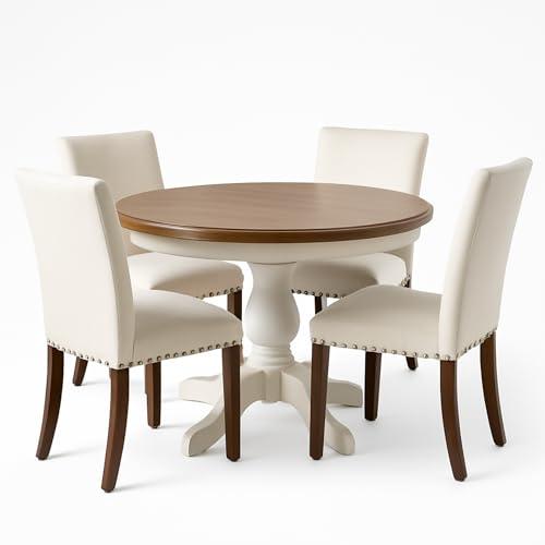 COLAMY Upholstered Parsons Dining Chairs Set of 4, Fabric Dining Room...