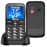 uleway Seniorenhandy, 4G ohne Vertrag Mobiltelefon für Senioren, Große Tasten, Hochkontrastreiche Tasten, Dual-SIM, 2,4' Querdisplay, Extra Laut, SOS-Taste, Ladestation, Schwarz