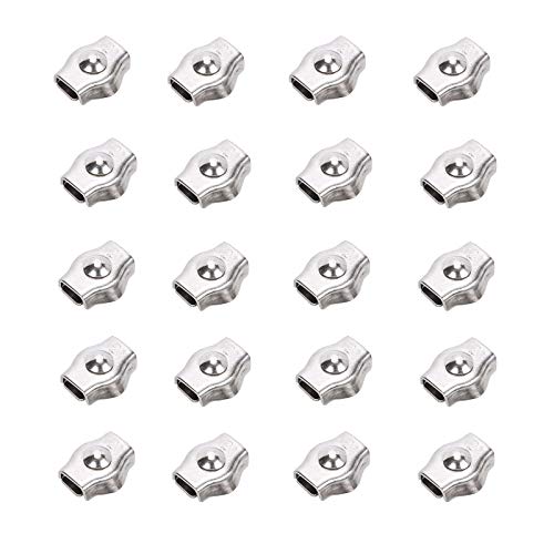 20 Piezas Clip para Cable de Acero, Abrazadera para Cable de Acero Inoxidable para Cable de Acero, Clip para Cable de Acero Inoxidable 304, para Cable de Acero, Cable para Cable(M2,Argento)