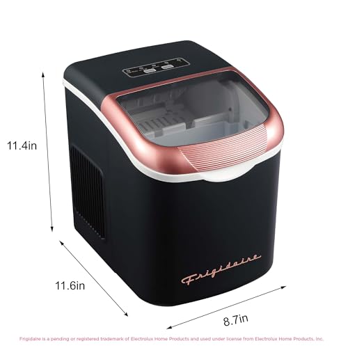 Image of FRIGIDAIRE Retro Compact Ice Maker Machine, Bullet Ice, 26 lb per Day (BlackRoseGold)
