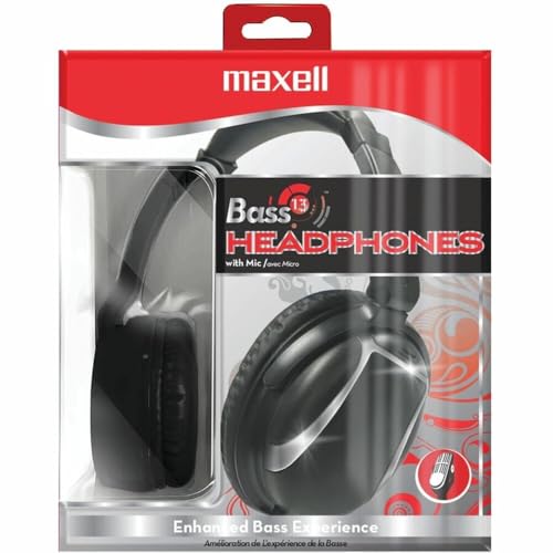 Image of MAX199840 - Maxell Bass 13 Headphone with Mic | Over-ear wired headphone with plastic earpiece & in-line mic - Bass 13 heavy-bass sound signature