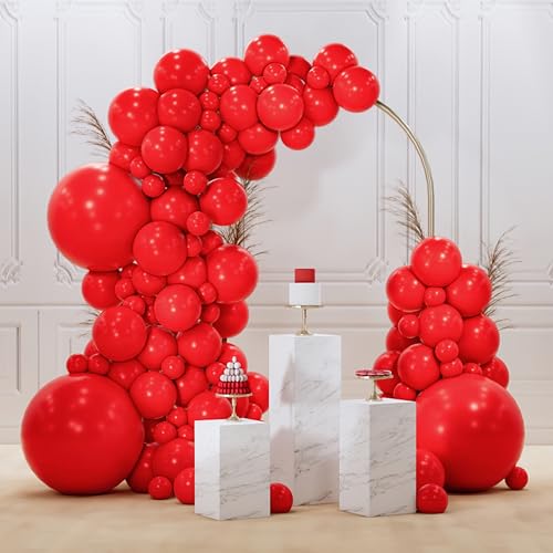 Image of PartyWoo Red Balloons 128 pcs Different Sizes of 18 12 10 5 Inch Red Balloon Arch Kit Garland for Birthday Graduation Bachelorette Citizenship Anniversary Cherry Casino Theme Party Decorations Red-Y57