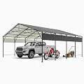 Devoko 20x20 FT Metal Carport, Heavy Duty Car Canopy with Galvanized Steel Roof, Reinforced Base Frame, All-Weather Garage, Outdoor Shelter for Cars, Trucks, Boats, Tractors & RV