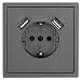 Produktbild MC POWER - Schutzkontakt-Steckdose mit USB | SHALLOW | 2x USB-A - 5V/2,1A, anthrazit, matt