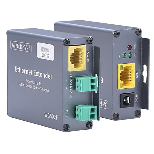 Image of Ethernet Range Extender Repeater Kit, Ethernet LAN Range Extension Distance 6560FT 2000m Over Cat5e /6 /6e RJ45 Network Cable - 3280FT 1000m Over Twisted Pair Cable UTP IP Extender Adapter