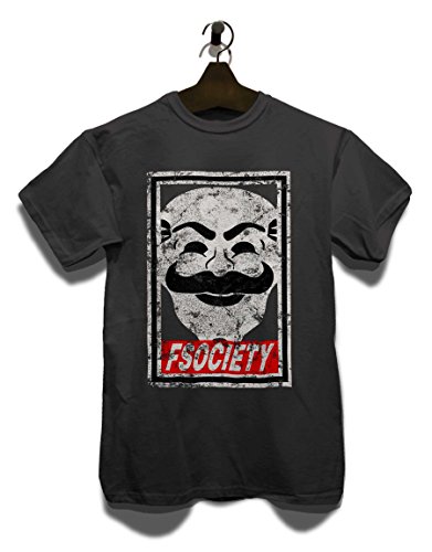 shirtminister Fsociety T-Shirt Dunkelgrau-Dark-Gray S