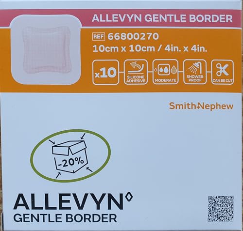 Allevyn Gentle Border Selbsthaftende Wundkompresse, 66800270, 10 x 10 cm, 10 Stück