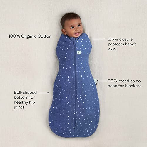 Image of ergoPouch Cocoon Swaddle Sack 0.2 TOG - Baby Sleep Sack, Gentle Snug Fit Helps Calm Startle Reflex, Ideal for Arms In /Out Sleeping, Soft Breathable Fabric for Better Sleep (3-6 Months, Night Sky)