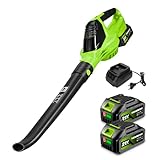 NewBeny Laubbläser Elektrisch mit 2 x 3000-mAh-Akkus und Ladegerät, Turbo Gebläse mit 28.000 U/min Motor, 223 MPH & 282 CFM für müheloses Reinigen in Garten, Hof, Terrasse, Auto und Einfahrt