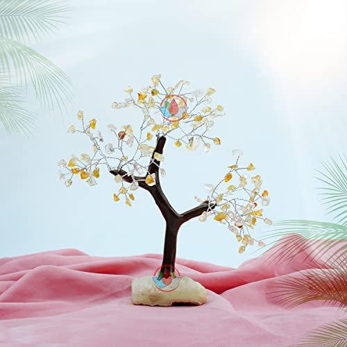Image of Remedywala Charged Energized Citrine Crystal Tree Cluster Stone Base for Reiki Healing, Citrine Stone Tree Showpiece for Good Luck Home Decor, Citrine Stones Crystal Tree 150 Beads