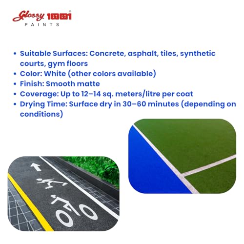 Image of 1001 White Line Marking Paint WT | Sports Court Grade | For Tennis, Badminton, Football, Basketball & Multi-Sports Ground | Durable & Weatherproof | 1 Litre