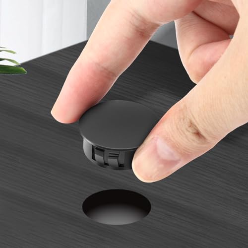 Image of 100PCS 1 inch Plastic Plugs Hole, Black Round PA66 Plug Furniture Hole Decorative Cover