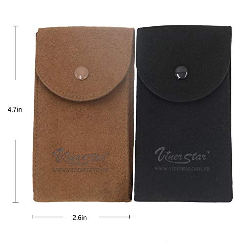 Suede Leather Watch Pouch for Watches with Bracelets Organizer Watch Travel Case (Black+Brown)