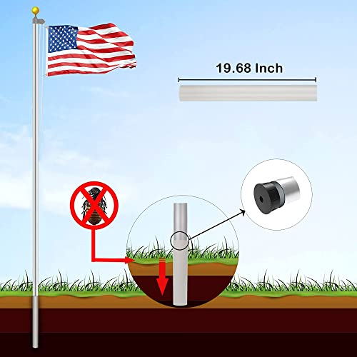 Aiviin Extra Thick 25Ft Telescoping Flag Pole Kit, Heavy Duty 16 Gauge Aluminum Outdoor In Ground American Telescopic Flagpole With 3X5 Polyester Us Flag For Commercial, Residential, Yard, Silver #TOP3
