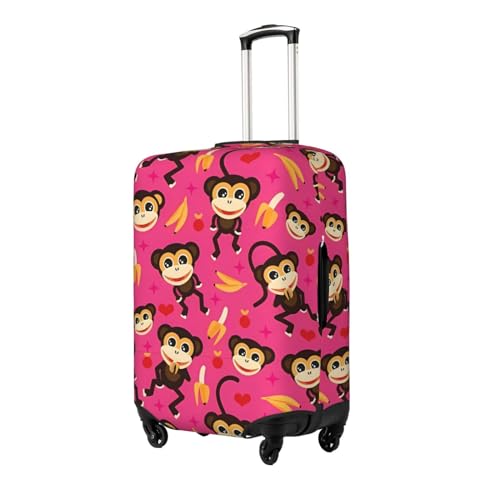 Generic Cartoon Monkey and Banana Pink Travel Luggage Cover Elastic Anti-scratch Suitcase Cover Protector Spandex Stretch Luggage Baggage Covers Fits 25-28 Inch Luggage,L, Zxxstc0222-202