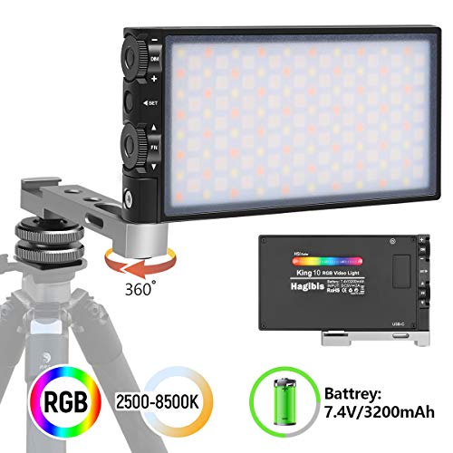 Hagibis RGB LED Video Light, with Built-in Rechargeable Battery,Portable On Camera Light Panel