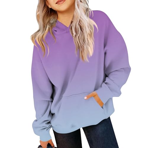 Hoodies for Teen Girls Cute Trendy Preppy Hooded Pocket Sweatshirts Long Sleeve Gradient Shirts Pullover 2-14 Years