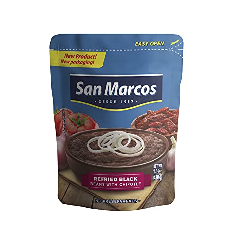 Image of San Marcos Refried Black Beans With Chipotle, 15.1 oz (Pack of 12)