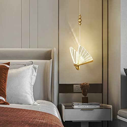 Zhllmq Modern Butterfly Mini Pendant Light Gold Led 4000K Kitchen Island Lighting Fixture For Bedroom Dining Room Bathroom （1-Light） #TOP3