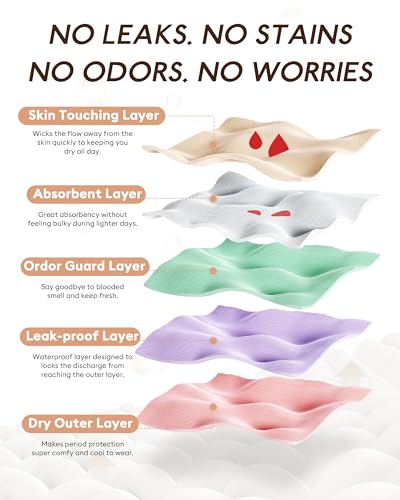 Teen Period Underwear 3-Pack, Leak-Proof Briefs for Girls, Absorbs 3 Tampons, Odor Control, All-Day Comfort3