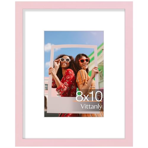 Vittanly 8x10 Picture Frame Matted for 5x7 Photos Pale Pink