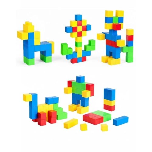 Kievano Lot de 32 Blocs de Construction magnétiques | Blocs magnétiques de 2 cm en 4 Couleurs, Jouets éducatifs pour Enfants à partir de 3 Ans, Cadeau pour garçons...